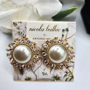 Nicola Bathie Faux Pearl and Sunburst Earrings